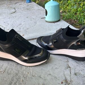 DKNY Black and White Zip Sneakers